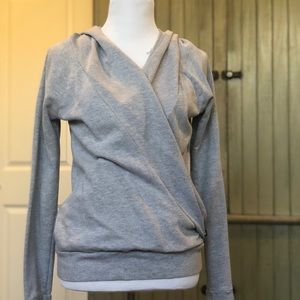 Gray Fabletics cross front sweatshirt with hood